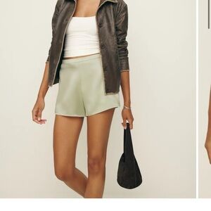 Reformation Sage High Waist Shorts 100% silk